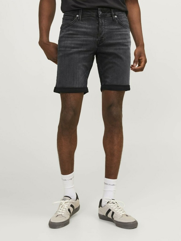 Jack & Jones Čierne pánske džínsové šortky Jack & Jones Rick