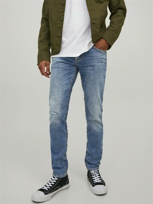 Jack & Jones Modré slim fit džínsy s vyšívaným efektom Jack & Jones Liam