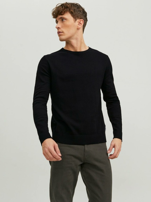Jack & Jones Čierny základný sveter Jack & Jones Emil