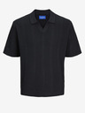 Jack & Jones Čierna pánska polokošeľa Jack & Jones Taormina