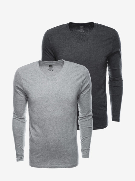 Ombre Clothing Pánske tričko s dlhým rukávom bez potlače - mix 2 ks v balení V1 Z41 basic