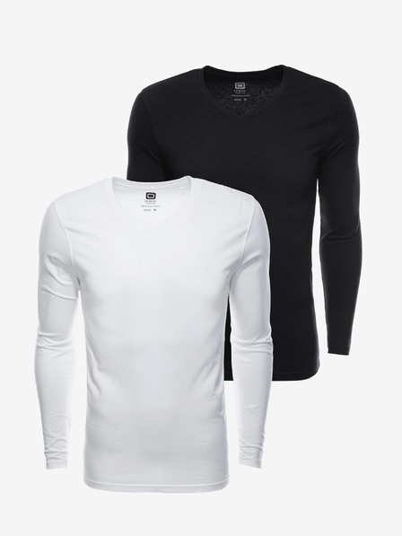 Ombre Clothing Pánske tričko s dlhým rukávom bez potlače - mix 2 kusov v balení V2 Z41 basic
