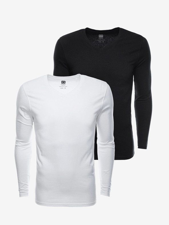Ombre Clothing Pánske tričko s dlhým rukávom bez potlače - mix 2 kusov v balení V2 Z41 basic