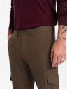 Ombre Clothing Khaki pánske cargo nohavice Ombre Oblečenie