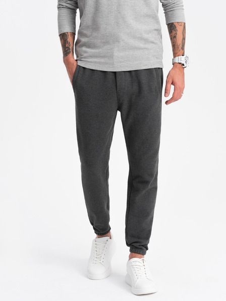 Ombre Clothing Tmavošedé pánske tepláky Ombre Oblečenie CARROT