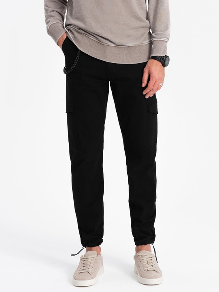 Ombre Clothing Čierne pánske cargo nohavice Ombre Oblečenie