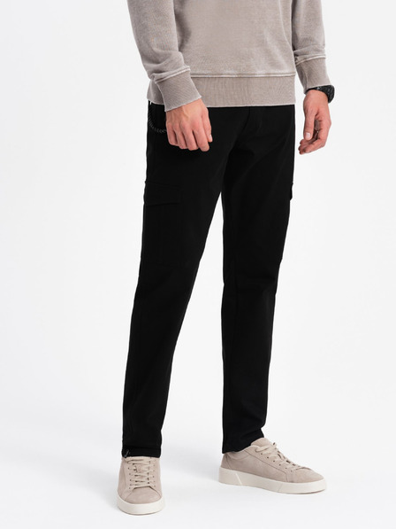 Ombre Clothing Čierne pánske cargo nohavice Ombre Oblečenie