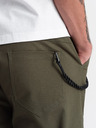 Ombre Clothing Tmavo zelené pánske cargo nohavice Ombre Oblečenie