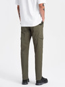 Ombre Clothing Tmavo zelené pánske cargo nohavice Ombre Oblečenie