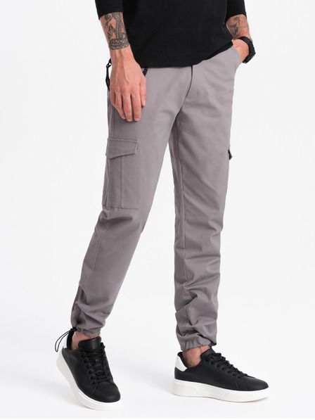 Ombre Clothing Šedé pánske cargo nohavice Ombre Oblečenie