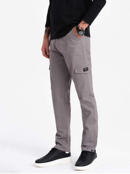 Ombre Clothing Šedé pánske cargo nohavice Ombre Oblečenie