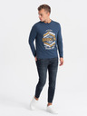 Ombre Clothing Tmavomodré pánske tričko Ombre Clothing