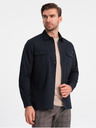 Ombre Clothing Tmavomodrá pánska košeľa Ombre Clothing na vrchné oblečenie