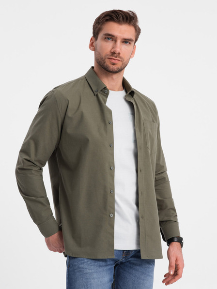 Ombre Clothing Khaki pánska košeľa Ombre Oblečenie