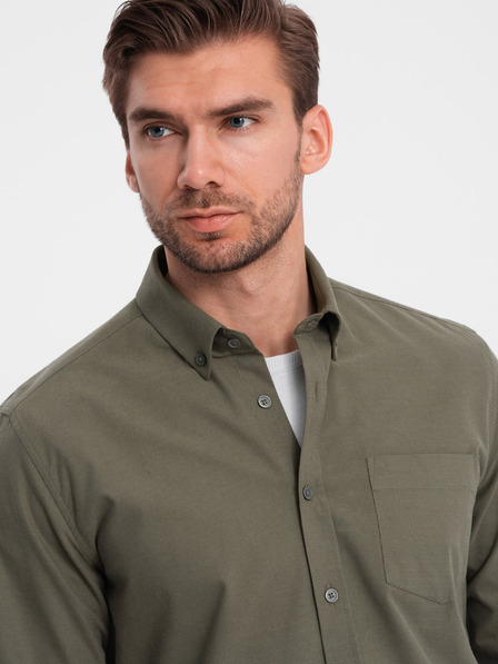 Ombre Clothing Khaki pánska košeľa Ombre Oblečenie