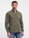 Ombre Clothing Khaki pánska košeľa Ombre Oblečenie