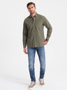 Ombre Clothing Khaki pánska košeľa Ombre Oblečenie