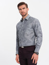 Ombre Clothing Šedá pánska vzorovaná košeľa Ombre Clothing