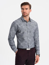 Ombre Clothing Šedá pánska vzorovaná košeľa Ombre Clothing