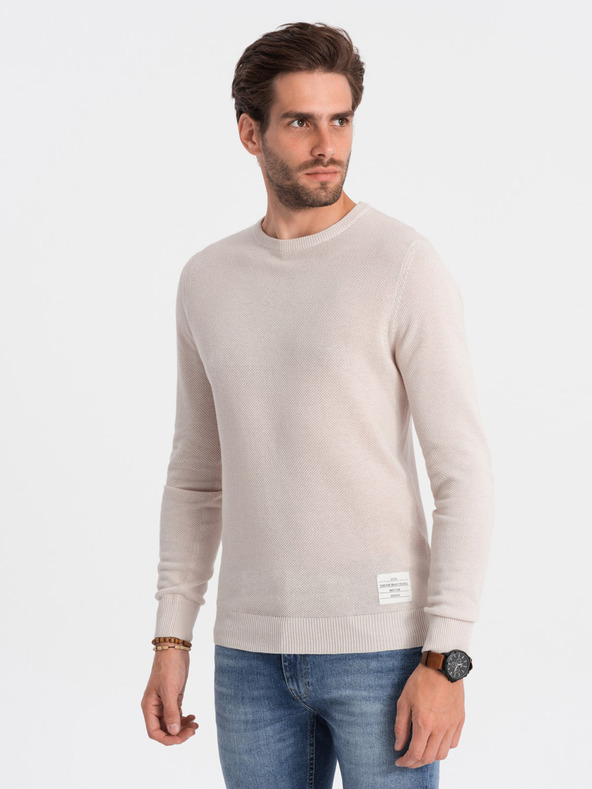 Ombre Clothing Béžový pánsky sveter Ombre Oblečenie