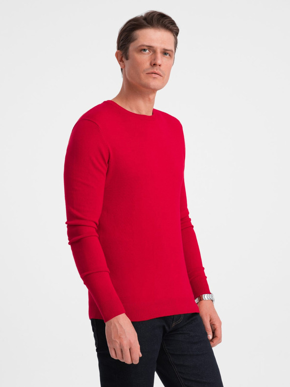 Ombre Clothing Červený pánsky sveter Ombre Clothing