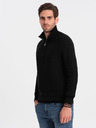 Ombre Clothing Čierny pánsky kardigán s golierom Ombre Clothing