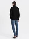 Ombre Clothing Čierny pánsky kardigán s golierom Ombre Clothing