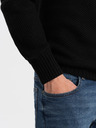 Ombre Clothing Čierny pánsky kardigán s golierom Ombre Clothing