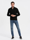 Ombre Clothing Čierny pánsky kardigán s golierom Ombre Clothing