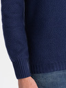 Ombre Clothing Tmavomodrý pánsky sveter s golierom Ombre Oblečenie
