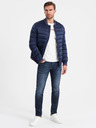 Ombre Clothing Tmavomodrá pánska prešívaná bombera Ombre Oblečenie