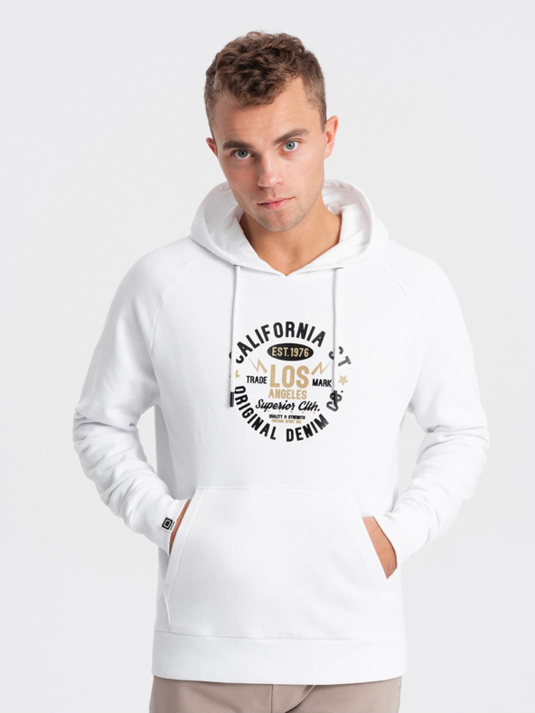 Ombre Clothing Biela pánska mikina s potlačou Ombre Clothing