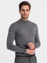 Ombre Clothing Šedý pánsky základný sveter so stojacím golierom Ombre Clothing