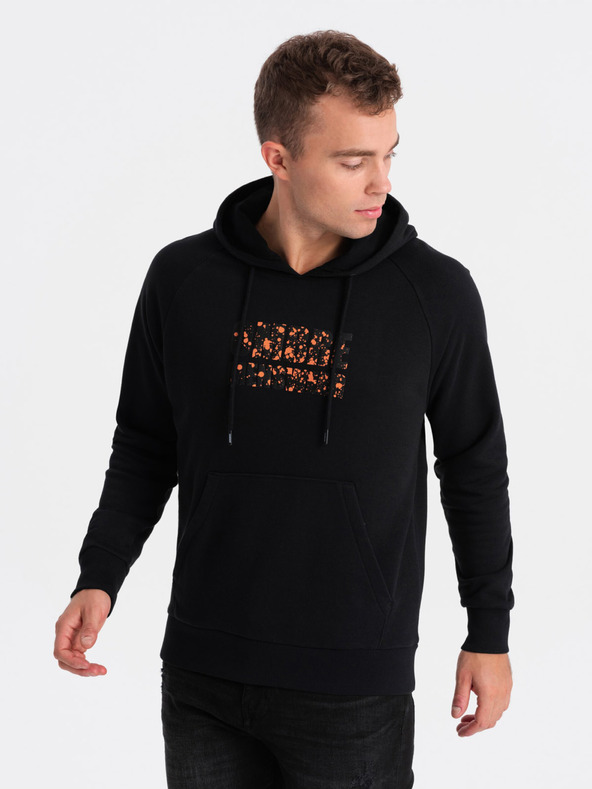 Ombre Clothing Čierna pánska mikina s kapucňou Ombre Clothing