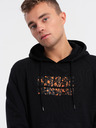 Ombre Clothing Čierna pánska mikina s kapucňou Ombre Clothing