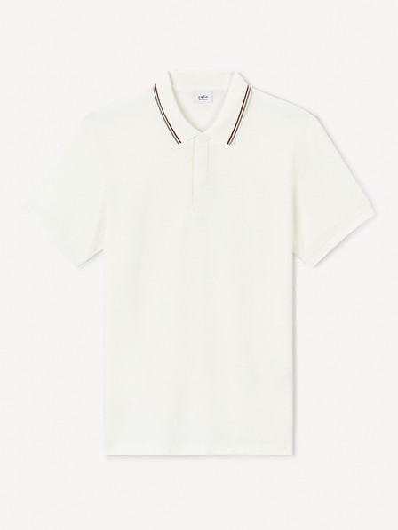 Celio Krémové pánske polo tričko Celio Jevrait