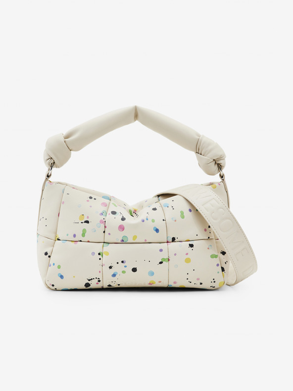 Desigual Krémová dámska kabelka Desigual Splatter 23 Puffy Rennes so vzorom