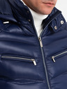 Ombre Clothing Tmavomodrá pánska prešívaná zimná bunda s kapucňou Ombre Oblečenie