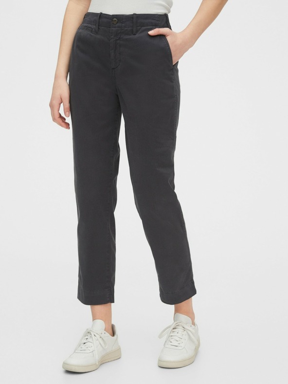 GAP Nohavice straight khaki high rise GAP