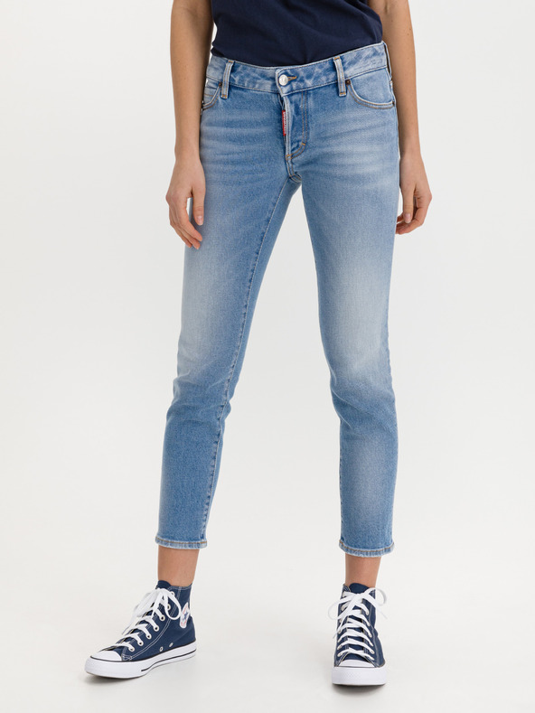 DSQUARED2 Modré dámske džínsy úzkeho strihu DSQUARED2 Jennifer Cropped