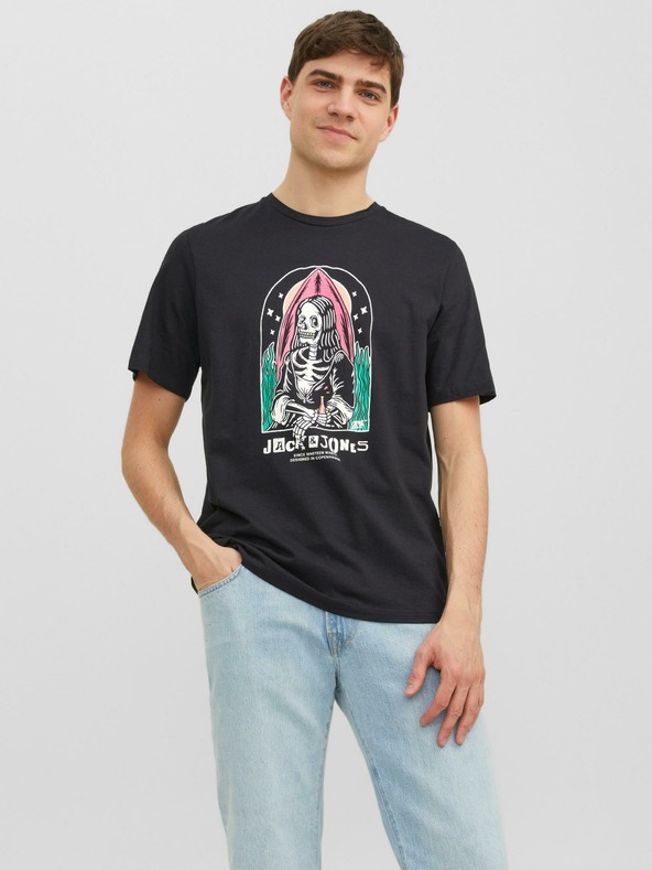 Jack & Jones Čierne pánske tričko Jack & Jones After Life