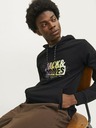 Jack & Jones Čierna pánska mikina s kapucňou Jack & Jones Map