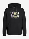 Jack & Jones Čierna pánska mikina s kapucňou Jack & Jones Map