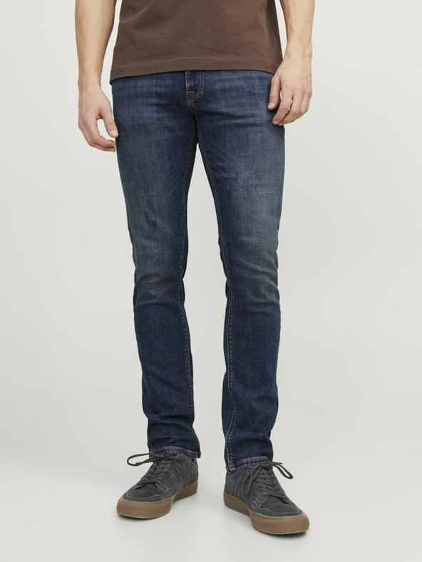Jack & Jones Tmavomodré pánske džínsy úzkeho strihu Jack & Jones Glenn
