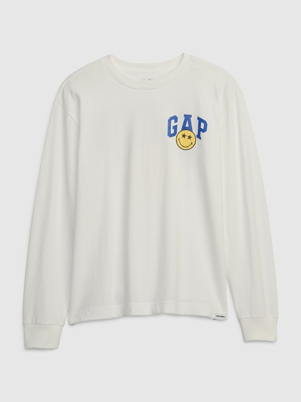 GAP Biele chlapčenské tričko GAP & Smiley®
