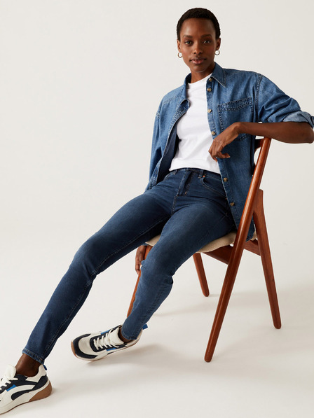 Marks & Spencer Tmavomodré dámske džínsy slim fit strihu Marks & Spencer