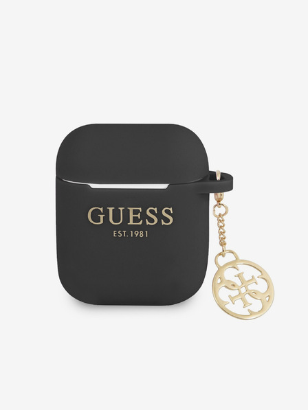 Guess Guess 4G Charm silikónové puzdro pre AirPods 1/2 čierne