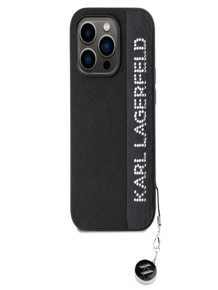 Karl Lagerfeld Karl Lagerfeld PU Saffiano Rhinestone Charm zadný kryt pre iPhone 14 Pro čierny