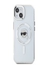Karl Lagerfeld Karl Lagerfeld IML Karl Head Kovový rám MagSafe zadný kryt pre iPhone 15 priehľadný
