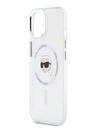 Karl Lagerfeld Karl Lagerfeld IML Karl Head Kovový rám MagSafe zadný kryt pre iPhone 15 priehľadný